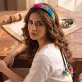 Handcrafted Funky Boho Hair Band with Pom-Pom Strands | Dhaaga Vibes