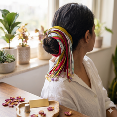 Handcrafted Embellished Ribbon Parandi Hair Tie | Ethnic Hair Accessories