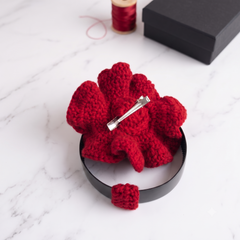 2-in-1 Handmade Red Crochet Flower Hair Band & Clip | Dhaaga Vibes