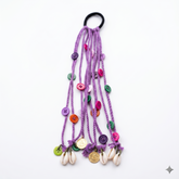 Boho Purple Paranda Hair Tie with Cowrie Shells & Coins | Women's Hair Accessories Pakistan