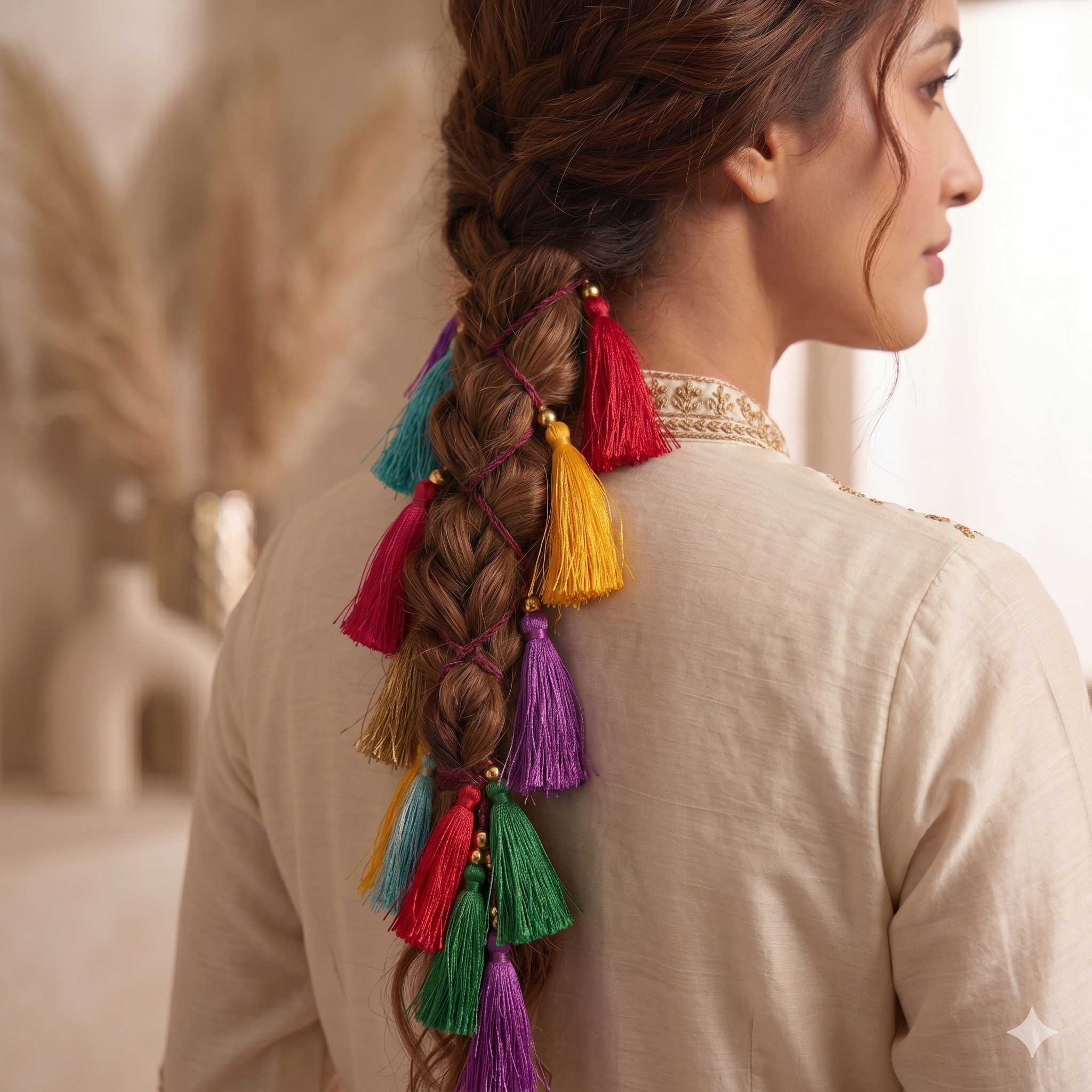 Traditional Multicolour Handmade Parandi | Tassel Braid
