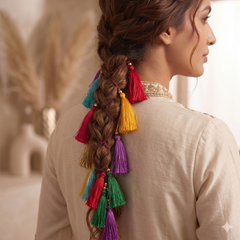 Traditional Multicolour Handmade Parandi | Tassel Braid
