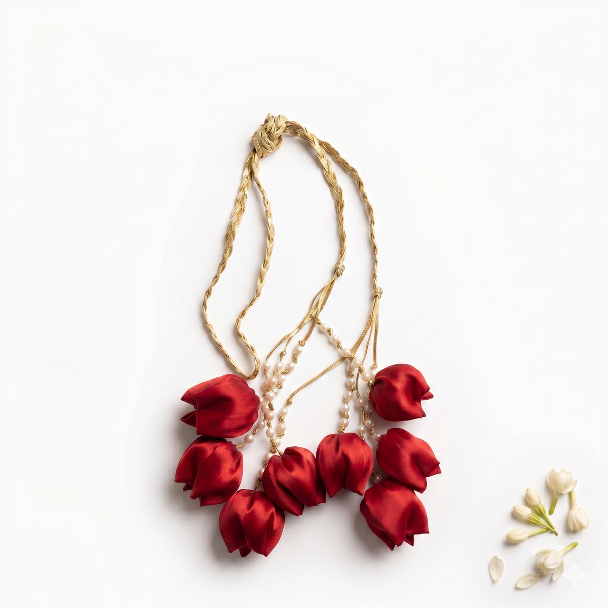 Premium Red Tulip Prandi | Handmade Bridal Paranda & Hair Accessory