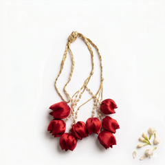 Premium Red Tulip Prandi | Handmade Bridal Paranda & Hair Accessory