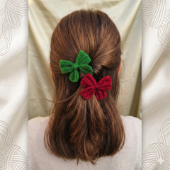 Premium Handmade Crochet Hair Bows Pair | Elegant Hair Accessories