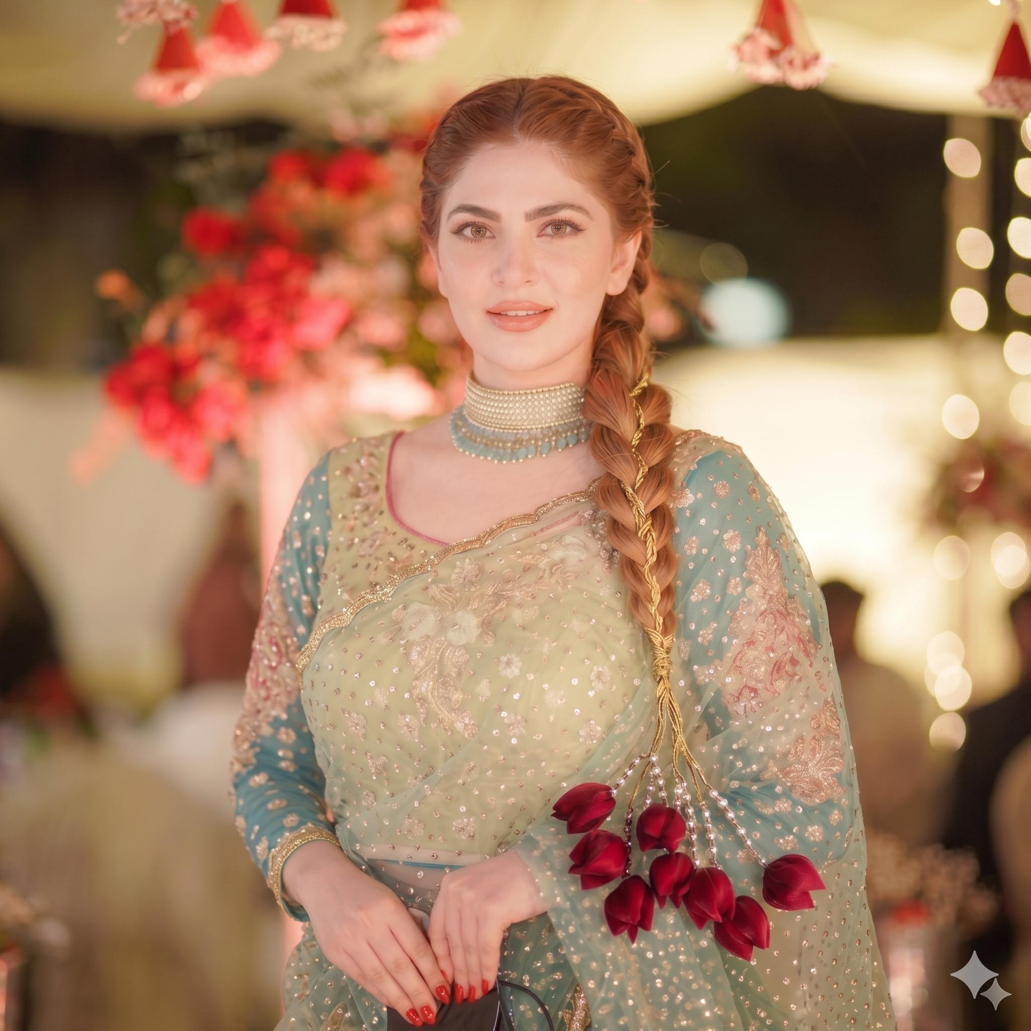 Premium Red Tulip Prandi | Handmade Bridal Paranda & Hair Accessory