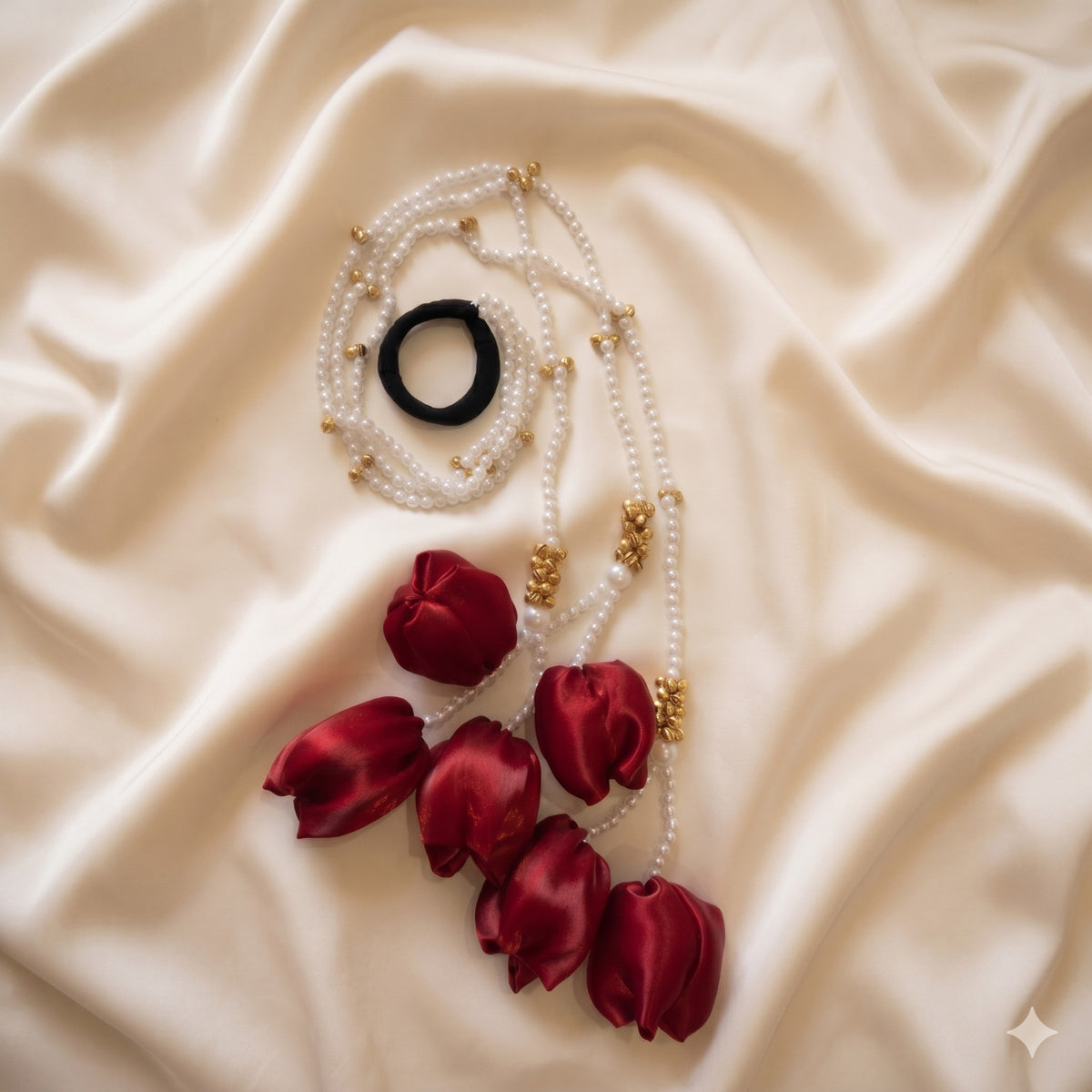 Premium Pearl & Ghungroo Tulip Parandi | Elegant Hair Accessory for Weddings
