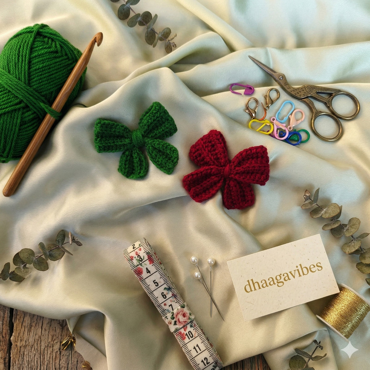Premium Handmade Crochet Hair Bows Pair | Elegant Hair Accessories